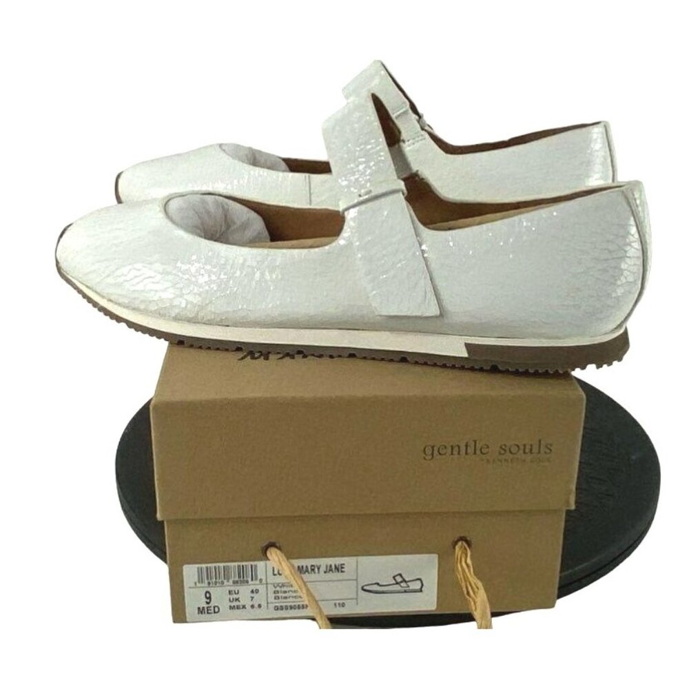 Gentle Souls Luca White By Kenneth Cole White Mary Jane Leather Flats Size 9